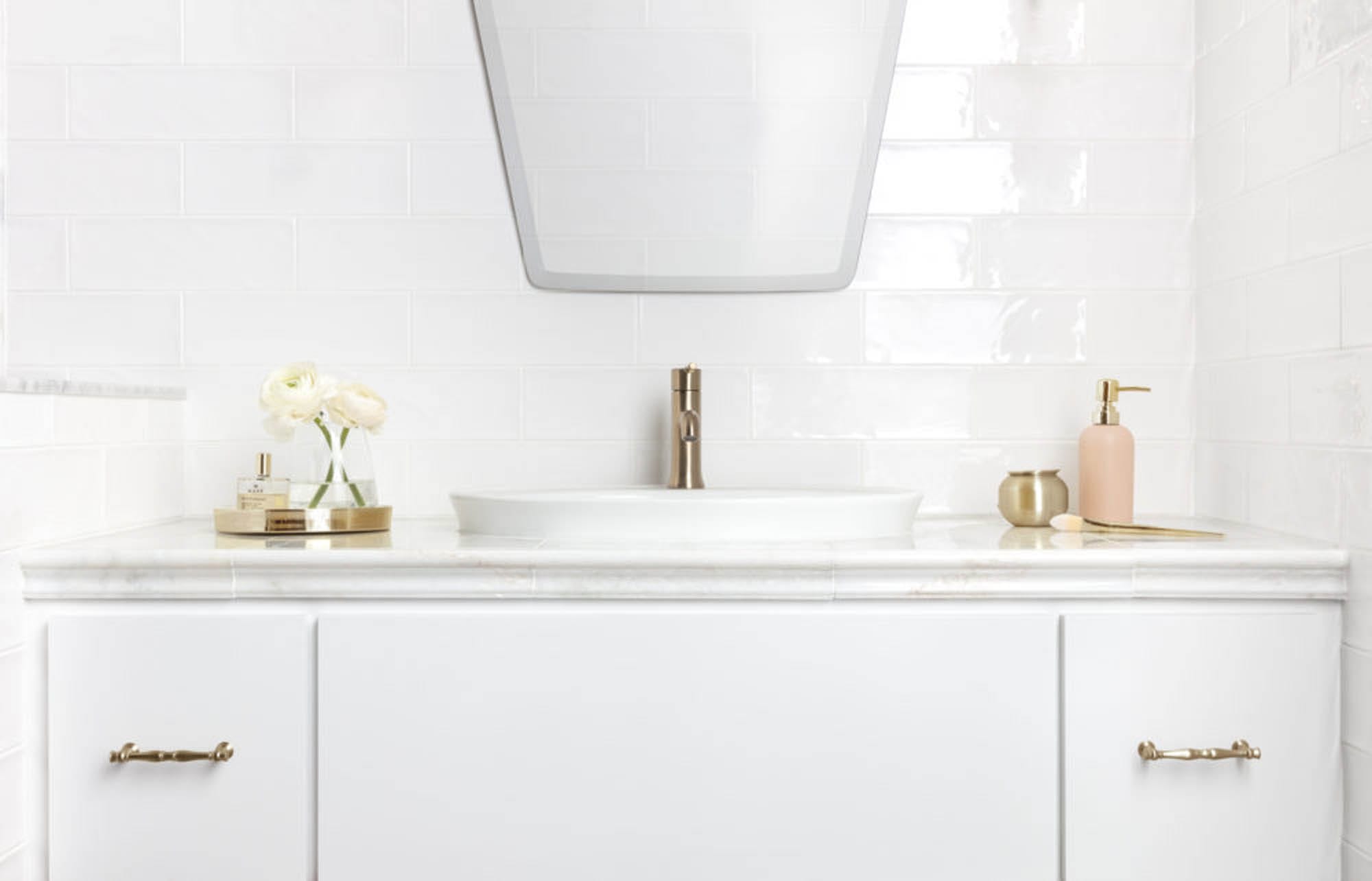 White and gold vanity