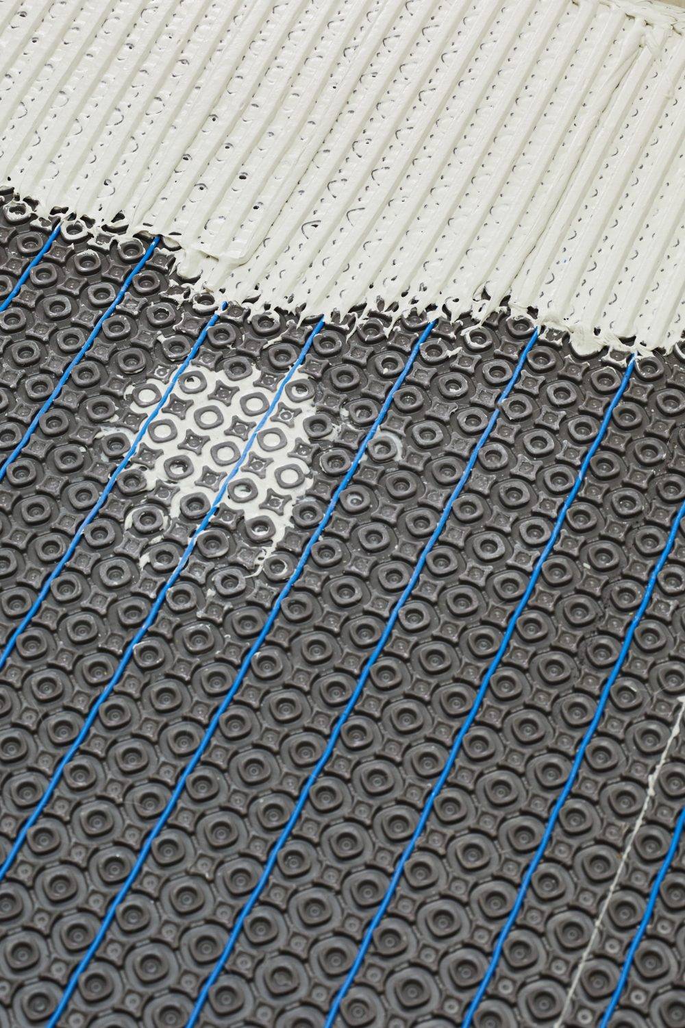In-floor heat wire in membrane with thinset application 